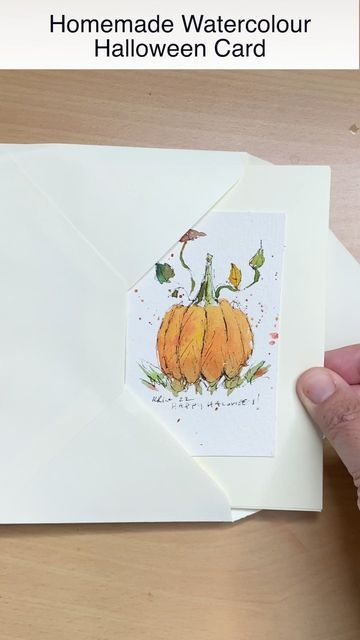 Karen Rice on Instagram: "Homemade Halloween Cards. For more real time tutorials check out my YouTube channel. Click the link in my bio above. #watercolourvideos #Watercolourcards #watercolor #watercolour #aquarelle #watercolourpainting #Watercolourpumpkin #watercolourcardmaking" Thanksgiving Watercolor Cards Tutorial, Homemade Halloween Cards, Homemade Watercolors, Homemade Halloween, Card Tutorial, Watercolor Cards, Halloween Cards, My Youtube Channel, Halloween Diy