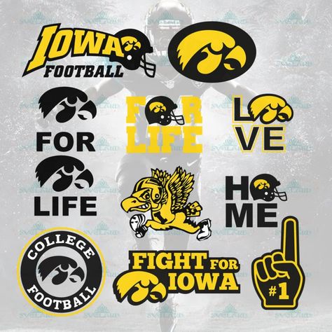 Iowa Hawkeyes Football, Iowa Hawkeye Football, Hawkeye Football, Football College, Nfl Svg, Iowa Hawkeyes, Football Svg, Word Design, Sports Svg