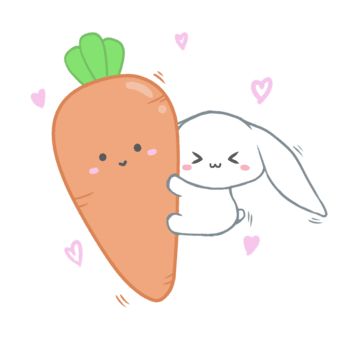 Rabbit And Carrot Drawing, Carrot Drawing, Rabbit And Carrot, Hand Drawn Border, Bunny Carrot, Air Clay, Cute Png, Yellow Wreath, Rabbit Eating