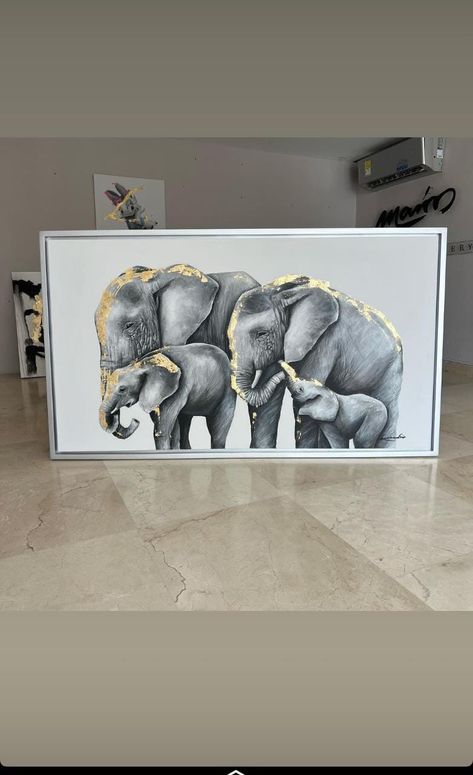 Elephant Painting Canvas, Canvas Painting Projects, Buddha Painting Canvas, 3d Art Drawing, Diy Canvas Wall Art, Lake Painting, Elephant Painting, Wildlife Paintings, Art Painting Gallery