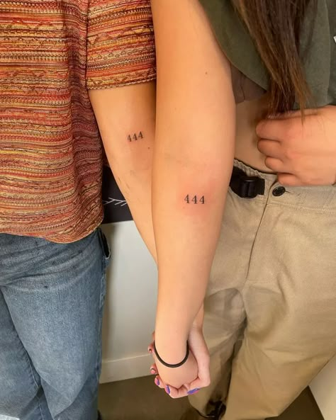 Understanding the 444 Tattoo: Origin, Significance, and Who Should Get It 11 444 Tattoo Meaning, Tattoo Sentences, Angel Number Tattoos, 444 Tattoo Ideas, 444 Tattoo, Wife Tattoo, Small Couple Tattoos, Small Forearm Tattoos, Number Tattoos