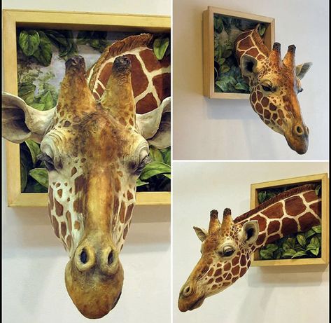 Sculpture Angel, Creative Sculpture, Giraffe Sculpture, Wall Hanging Decorations, Sculpture Wall Art, Animal Head Wall, Giraffe Head, Sculpture Wall, Decoration Garden