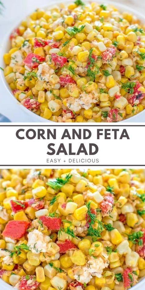 Easy Corn Salad, Ranch Potato Salad, Corn Recipes Side Dishes, Bell Pepper Salad, Feta Salad Recipe, Easy Corn, Corn Dishes, Turkey Salad, Radish Salad