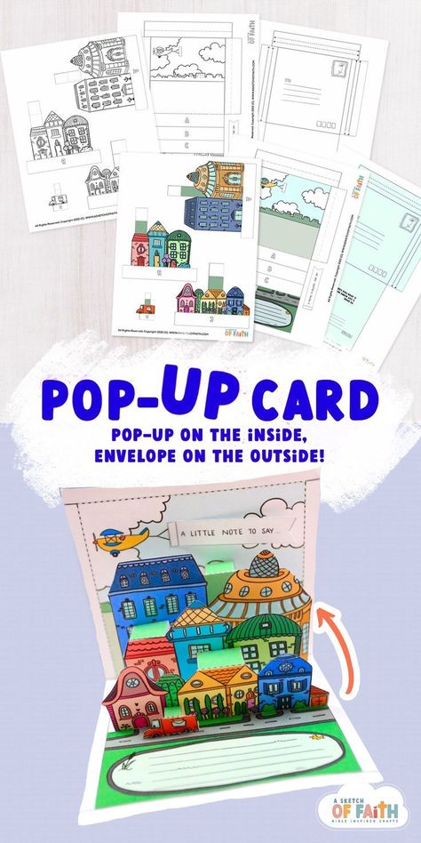 Popup Cards Tutorial, Pop Up Tunnel, Lap Book Templates, English Teaching Materials, Fun City, Card Making Templates, Pop Up Art, Paper Toys Template, Paper City