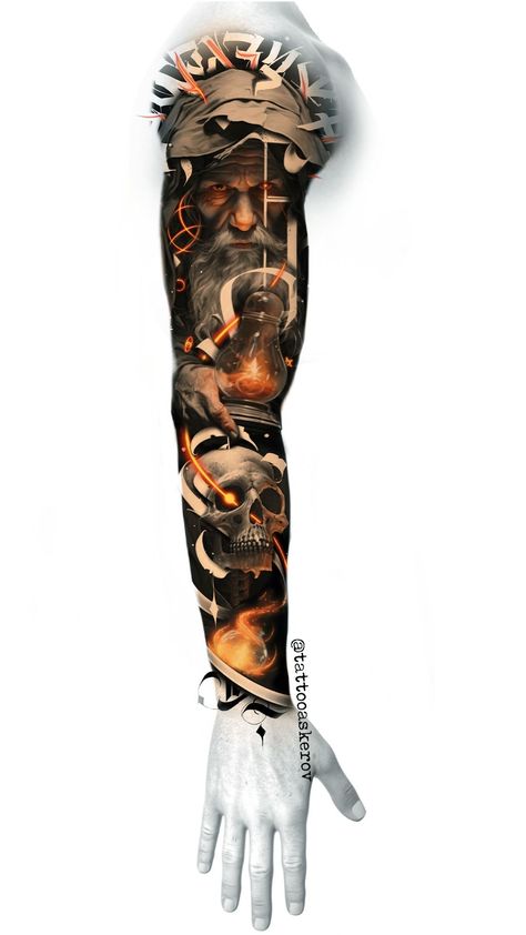 Color Sleeve Tattoos, Full Color Tattoo Design, Tatuajes Full Color, Flow Tattoo, Koi Tattoo Sleeve, Colored Tattoo Design, Body Tattoo Design, Colorful Tattoo, Egyptian Tattoo Sleeve