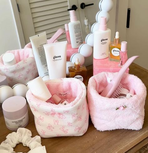 the perfect duo 🎀🫧🌸☁️🧸 Pink Soft Makeup, Sabrina Nails, Love Shack Fancy Bedroom, Coquette Makeup Bag, Coquette Gifts, Peg Board Display, Princess Dog Bed, Bow Makeup, Pink Gift Basket