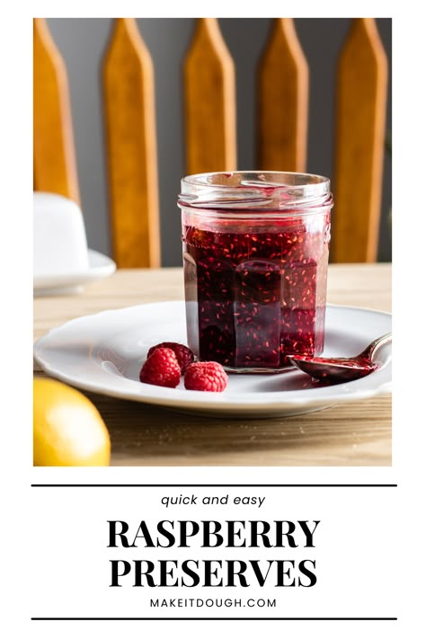 Homemade Raspberry Preserves, Homemade Preserves Fruit, Frozen Raspberry Recipes, Raspberry Preserves Recipe, Raspberries Recipes, Allotment Recipes, Ww Sweets, Homesteading Recipes, Canning Jam Recipes