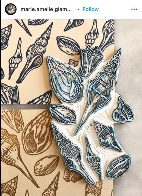 Lino Print Shells, Georgina Houghton, Print Making Designs, Whale Drawing, Zen Doodle Patterns, Linoleum Print, Linocut Printmaking, Lino Art, Sea Life Art