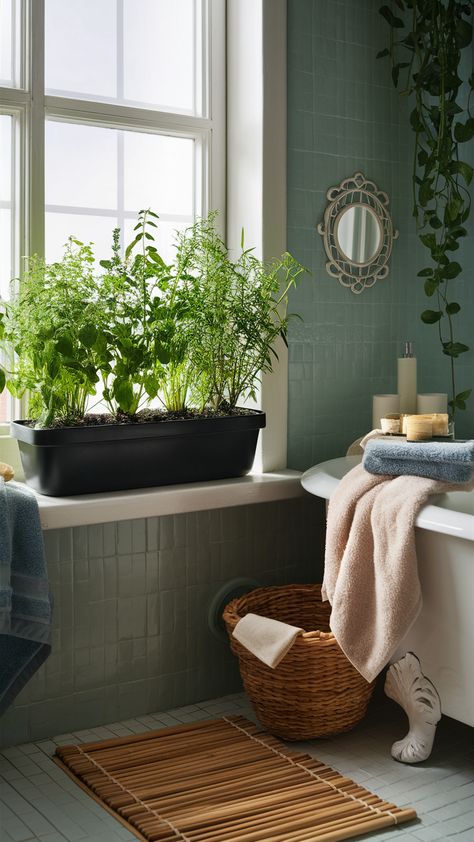 Elevate your bathroom’s ambiance with a refreshing herb garden on the windowsill! This IKEA-style setup features lush greenery that not only beautifies but also brings a sense of calm. Pair it with a cozy bamboo bath mat and fluffy towels for a spa-like retreat at home. A decorative mirror adds a personal touch, while soft, diffused lighting enhances the tranquil atmosphere. Ready to create your own oasis? Discover tips on integrating plants into your bathroom decor! #HerbGarden #BathroomInspo #IKEAStyle Bamboo Bath Mat, Ikea Style, Diffused Lighting, Fluffy Towels, Decorative Mirror, Bathroom Inspo, Lush Greenery, Diffused Light, Herb Garden