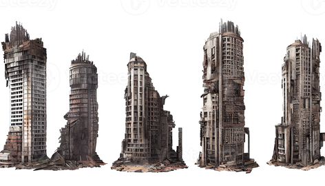 Ruined Skyscraper, Bg Background, Zombies Apocalypse Art, Ruined Buildings, City Ruins, Graphic Deisgn, Post Apocalyptic City, Buildings Artwork, Abandoned City