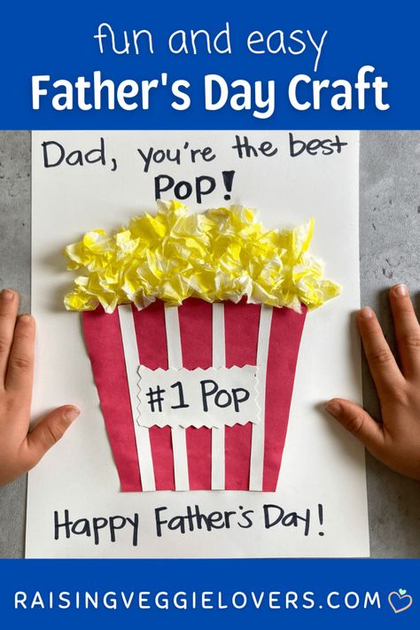 Fun and Easy Father's Day Craft for Kids - Raising Veggie Lovers Father’s Day Craft Toddler Easy, Father’s Day Art Project For Kids, Father's Dad Crafts For Kids, Father’s Day Ideas Craft, Father’s Day Crafts Easy, Father’s Day Arts And Crafts For Preschoolers, Fathers Day Diy Crafts, Father's Day Preschool Gifts, Father’s Day Art Craft Preschool