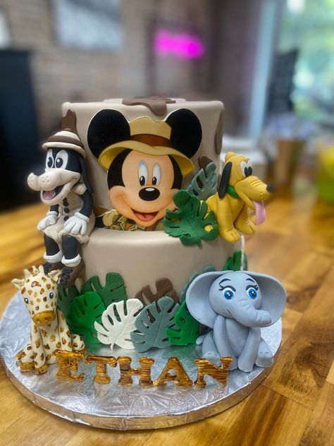 Mickey Mouse Safari Birthday Cake, Mickey Safari Baby Shower Ideas, Mickey Safari Cake, Mickey Mouse Safari 1st Birthday, Mickey Mouse Safari Smash Cake, Mickey Safari Birthday Cake, Mickey Mouse Safari Cake, Mickey Safari Smash Cake, Mickey Safari First Birthday