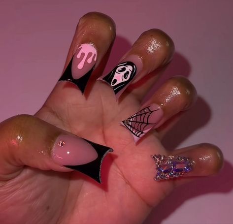 Holloween Nails, Weak Nails, Halloween Acrylic Nails, Punk Nails, Duck Nails, Colored Acrylic Nails, Cute Acrylic Nail Designs, Simple Acrylic Nails, Short Square Acrylic Nails