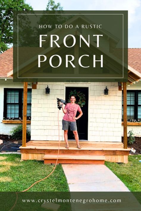 Transform your home's exterior with Part 2 of our DIY front porch series, focused on enhancing curb appeal and aesthetic charm! Discover creative ways to elevate your porch with stylish decor, welcoming accents, and strategic design elements. From adding plants to updating lighting fixtures, learn how to create a stunning entrance that sets the tone for your entire home. Click to explore our tips for boosting curb appeal and making your front porch a standout feature! Adding A Front Porch To A Hip Roof, Adding Columns To Front Porch, Front Awning Ideas Entrance, Adding Front Porch To Ranch Style House, Diy Small Front Porch, Front Porch Addition On Ranch House, Front Porch Without Roof, Diy Front Porch Ideas, Easy Curb Appeal Ideas