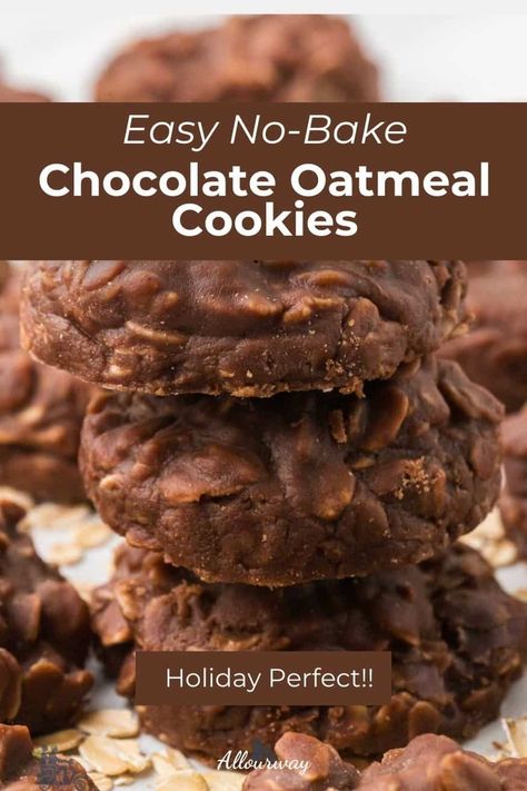 Looking for a quick and easy dessert that will satisfy your chocolate cravings without turning on the oven? Try these Chocolate Oatmeal Cookies, also called Preacher Cookies -- they're soft, fudgy, and packed with irresistible chocolatey goodness! Preacher Cookies, Cookie Biscuits, Chocolate Oat Cookies, Oatmeal No Bake Cookies, Home Cookies, Christmas Cookie Exchange Recipes, Milk Chocolate Recipes, Dark Chocolate Recipes, Cacao Recipes