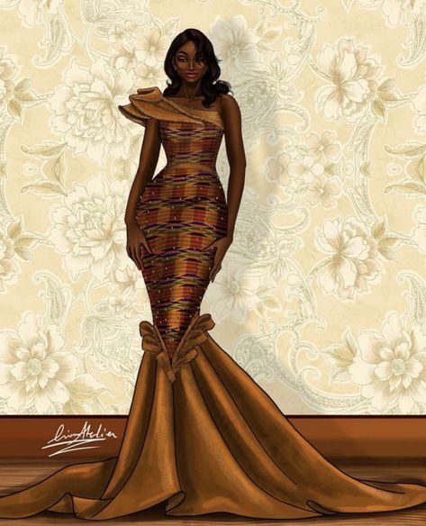 Breathe In, Ghana Traditional Wedding, Don't Breathe, Princess Evening Dress, African Bridal Dress, African Wedding Attire, Kente Dress, African Traditional Wedding, Kente Styles