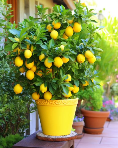 Lemon Tree Potted, Citrus Tree Indoor, Gemüseanbau In Kübeln, Pottery Decor, Citrus Plant, Garden Wood, Small Vegetable Gardens, Plant Care Houseplant, Citrus Trees