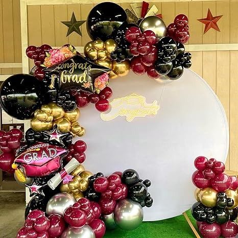 Amazon.com: 139Pcs Burgundy and Gold Balloon Arch Garland Kit for Graduation Party Decorations,Maroon Black Metallic Gold Confetti Balloons for Class of 2024 Congrats Grad Celebrations Birthday Supplies : Toys & Games Gold Balloon Arch, Graduation Backdrop, Graduation Party Decorations, Gold Confetti Balloons, Silver Balloon, Congrats Grad, Birthday Supplies, Class Of 2024, Gold Confetti