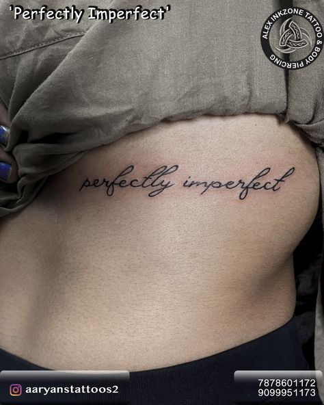 "This 'Perfectly Imperfect' tattoo is a beautiful reminder to embrace our imperfections and celebrate our authentic selves. It symbolizes self-acceptance, self-love, and the journey of growth. We are all unique, with our own flaws and strengths, and that's what makes us perfectly imperfect. #Tattoo #TattooArt #TattooDesign #Inked #BodyArt #TattooLife #TattooArtist #PerfectlyImperfect #ImperfectTattoo #SelfLoveTattoo #SelfAcceptance #FlawsAndAll #AuthenticityTattoo #InspirationTattoo #Motiva... Perfectly Imperfect Tattoo, Imperfect Tattoo, Empowerment Tattoo, We Are All Unique, Motivational Tattoos, Journey Of Growth, Self Love Tattoo, Flaws And All, Self Acceptance