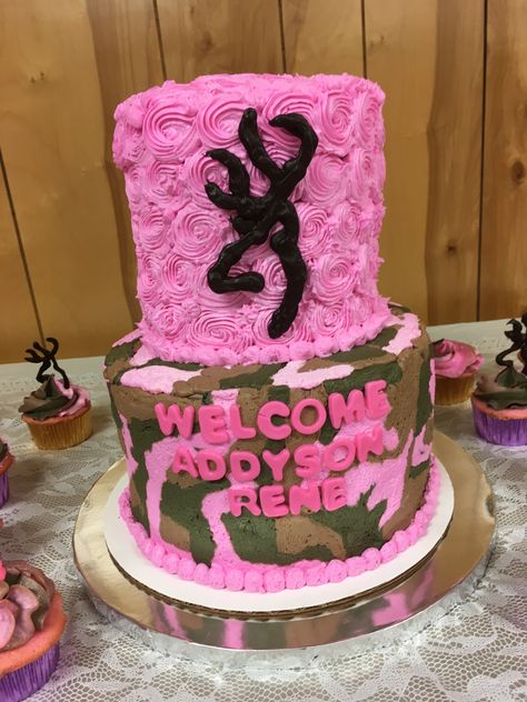 Pink Camo Cake, Camo Cake, Pink Camo, Baby Cake, Baby Shower Cakes, Camo, Birthday Cake, Baby Shower, Shower