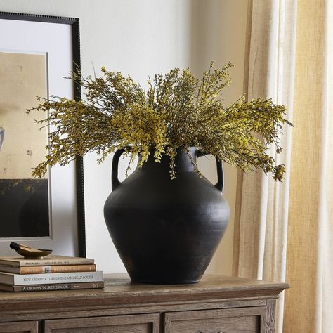 Atrani Vessel Aged Black Terracotta Four Hands Aged Terracotta, Burled Wood Furniture, Faux Branches, Cabinet Dining Room, Amber Lewis, Bedroom Sideboard, Wall Art Wallpaper, Mesa Exterior, Bathroom Ceiling Light