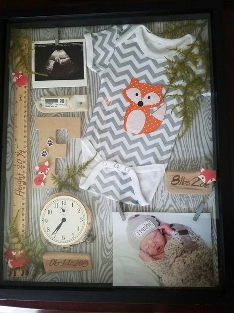 Newborn Shadow Box, Bos Baby, Shadow Box Ideas, Baby Shadow Box, Diy Shadow Box, Diy Bebe, Baby Frame, Baby Box, Baby Projects