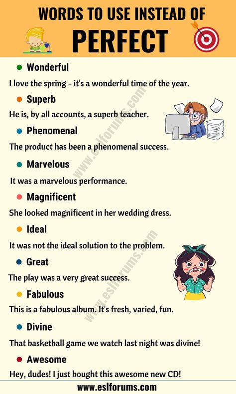 PERFECT Synonym: List of 22 Synonyms for Perfect with Useful Examples - ESL Forums Words To Use Instead, Writing A Research Paper, Ethos Pathos Logos, Phd Dissertation, Esl Grammar, Tips For Writing, Essay Writing Skills, Learn English Grammar, Good Vocabulary Words