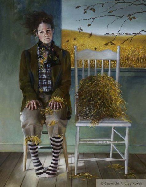 Andrea Kowch. Reminds me of the scarecrow in WOZ Andrea Kowch, Bo Bartlett, Painted Faces, Max Ernst, Magic Realism, Art Life, Pop Surrealism, Fantastic Art, Surreal Art