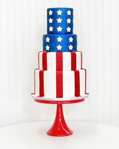 Cake by Cakes by Camille Patriotic Cake Decorating, Patriotic Cake, Holiday Cakes, Eat Cake, Cake Ideas, Gender Reveal, Statue Of Liberty, 4th Of July, Gingerbread