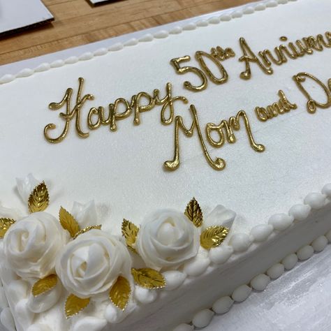 Sheet Cake 50th Anniversary, Anniversary Sheet Cake Designs, 50th Wedding Anniversary Sheet Cakes, 50th Anniversary Sheet Cake Ideas, 50th Anniversary Cake Ideas Simple, White And Gold Sheet Cake, 50 Year Anniversary Cake, Wedding Anniversary Sheet Cake, 50th Anniversary Sheet Cakes