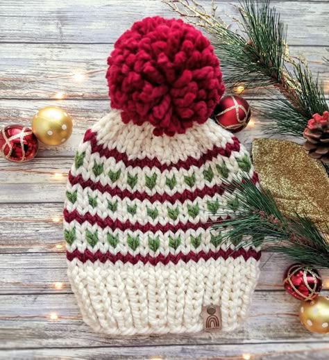 Holiday Family Pictures, Homemade Headbands, Family Holiday Pictures, Knit Gifts, Knit Hat Patterns, Needles And Threads, Christmas Beanie, Circular Knitting Machine, Christmas All Year