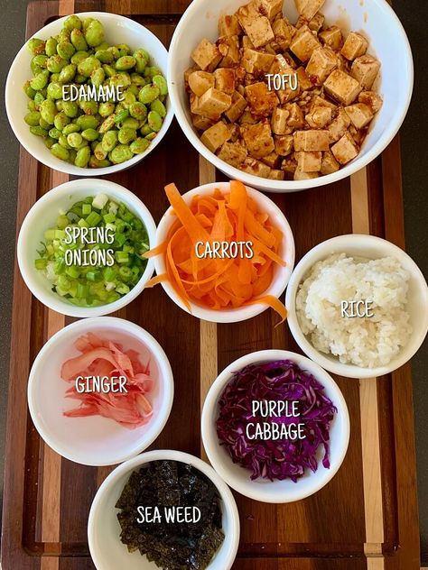 Hawaiian Tofu Poke Bowl | Naturally Nidhi Tofu Poke Bowl, Tofu Spicy, Tofu Poke, Spicy Edamame, Ginger Tofu, Sushi Bowl Recipe, Poke Bowl Recipe, Sesame Ginger, Cozy Pattern