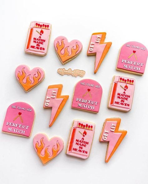 Wondrous Treats | 🔥A Match Made in Heaven 🔥 Bachelorette Planner: @westcoastbach #matchmadeinheaven#cookies#bachelorette#bachelorette… | Instagram She Found Her Match Bachelorette, Perfect Match Bachelorette Theme, Match Made In Heaven Bachelorette, Perfect Match Bachelorette, Bach Themes, Bachelorette Party Cookies, Bachelorette Cookies, Bachelorette Themes, Best Sugar Cookies