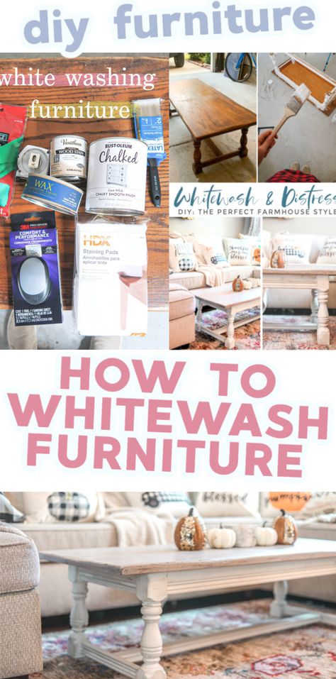 DIY FURNITURE | HOW TO WHITEWASH AND DISTRESS OLD FURNITURE + MAKEOVER How To Whitewash Furniture, Whitewashing Furniture, Refurbished Coffee Table, Refurbished Coffee Tables, How To Distress Furniture, Whitewash Furniture, Old Furniture Makeover, Distress Furniture, How To Whitewash