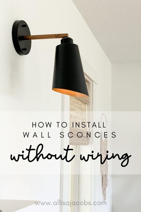 How to install wall sconces without wiring using puck lights for an easy home DIY Wall Mounted Lights Bedroom, Fireplace Sconces, Battery Wall Lights, Diy Wall Sconces, Sconces Living Room, Puck Lights, Wall Sconces Bedroom, Sconces Bedroom, Battery Lights