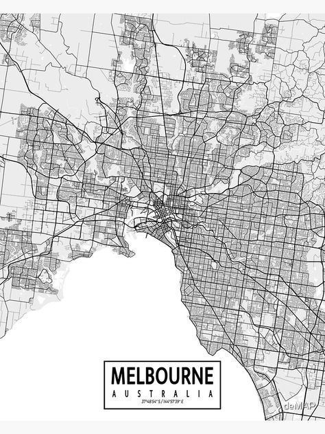 "Melbourne City Map of Australia - Light" Poster by deMAP | Redbubble Melbourne Map, Map Of Australia, Melbourne City, Australia Map, City Map Art, Location Map, Map Wall Art, Street Map, City Maps