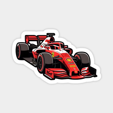 A Ferrari Inspired Formula 1 Racing Car -- Choose from our vast selection of magnets to match with your desired size to make the perfect custom magnet. Pick your favorite: Movies, TV Shows, Art, and so much more! Available in two sizes. Perfect to decorate your fridge, locker, or any magnetic surface with. F1 Car Sticker, Ferrari Stickers, Formula 1 Stickers, Race Car Stickers, Stickers F1, Ferrari Party, F1 Stickers, Ferrari Art, Cars Stickers