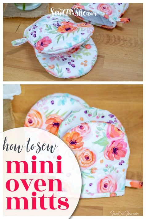 How to Sew Mini Oven Mitts – Free Sewing Pattern! Oven Gloves Pattern, Clothing Projects, Oven Mittens, Quilted Potholders, Mini Oven, Potholder Patterns, Gloves Pattern, Free Sewing Pattern, Small Sewing Projects