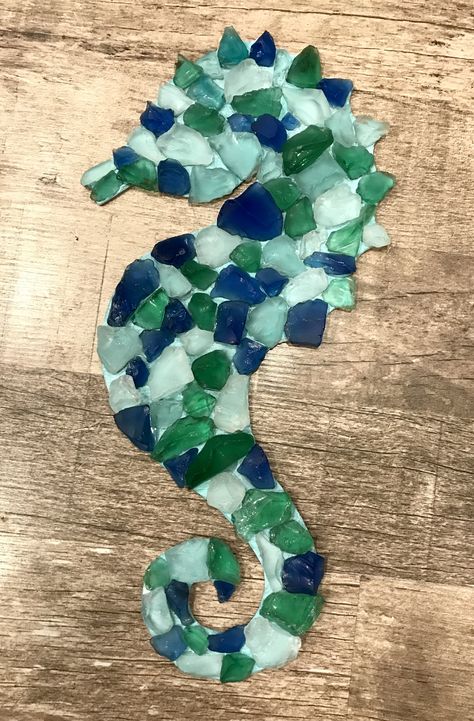 Sea Glass Seahorse ... Dollar Tree DIY Dollar Tree Seahorse Diy, Dollar Tree Seahorse, Seashore Crafts, Nautical Crafts, Sea Horses, Inexpensive Crafts, Sea Glass Crafts, Driftwood Crafts, Beach Diy