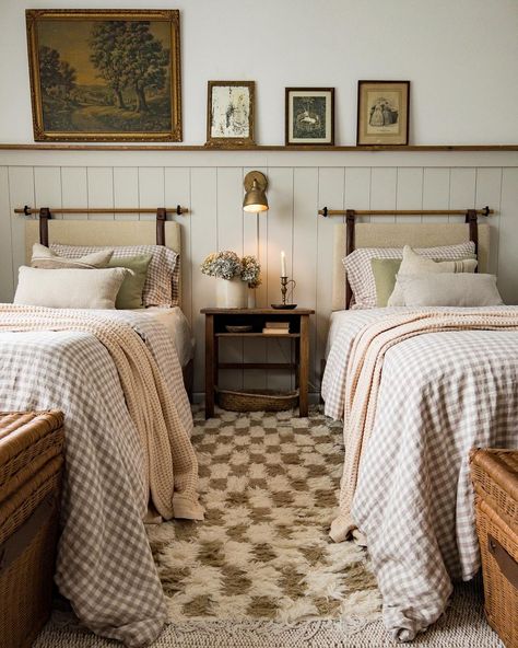 Country bedroom ideas house_of_7feathers Chicken Bedroom Ideas, Grandchild Bedroom Ideas, Tongue And Groove Walls Bedroom, Cottage Core Boys Room, Antique Boys Room, Simple Kids Bedroom Ideas, Low Country Bedroom, Country Boy Bedroom, Boy Farmhouse Bedroom