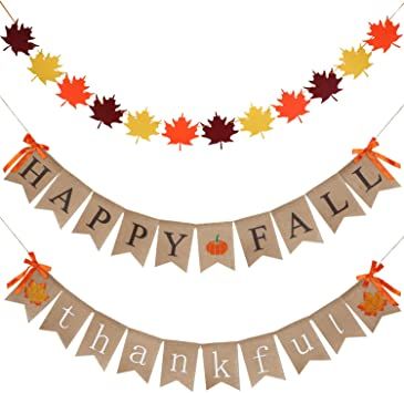 Thankful Crafts, Thankful Banner, Leaves Garland, Fall Party Themes, Fall Leaf Garland, Thanksgiving Banner, Pumpkin Garland, Fall Banner, Burlap Banner