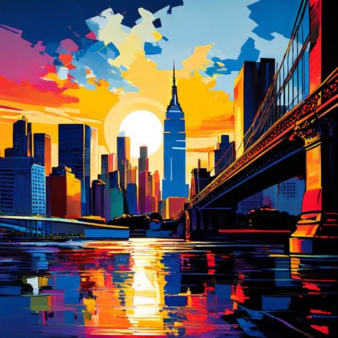 Vista Fusion captures the essence of pop art and minimalism across three distinct artworks—a compelling portrait, a tranquil beachscape, and the iconic skyline of New York City. Each piece offers a unique exploration of colour, form, and style, inviting viewers to immerse themselves in a visual journey that celebrates the fusion of vibrant expression and understated elegance. #art #artgallery #artoftheday #arte #abstract #abstractart #abstractpainting #pop #popart #expressionism #expressionis... New York Illustration Art, Pop Art Architecture, New York Abstract, New York Illustration, Understated Elegance, City Skyline, Art And Architecture, Art Day, York City