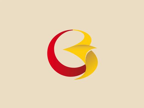 Letter B Logo / Yellow Logo / Abstract Logo / Banking Logo / Banco de Bogota... Letter B Logo, Examples Of Logos, Logo Yellow, Abstract Logo, Dynamic Design, Letter B, A Circle, Golden Yellow, Deep Red