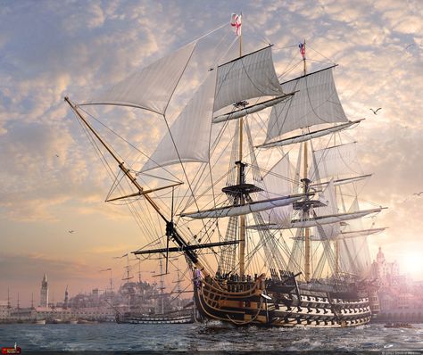 HMS Victory Ships by: Dmitriy Mironov ------------------------------------------------------ In the work the following was used: 3DS MAX 2011 Photoshop CS5 V-ray --- http://www.renderu.com/gallery/show_work.php?work_id=80202_rub=1_add=award#work Horatio Nelson, Maritime Painting, Sail Ship, Navi A Vela, Age Of Sail, Old Sailing Ships, Hms Victory, Ship Of The Line, Maritime Art