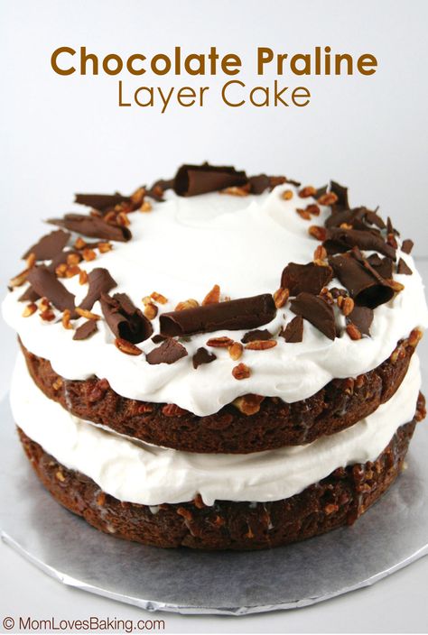 Chocolate Praline Layer Cake won the 33rd Pillsbury Bake-Off in 1986. Praline Cake, Sweetened Whipped Cream, Torte Cupcake, Chocolate Curls, Baking Project, Almond Cakes, Food Cakes, Piece Of Cakes, Cakes And More