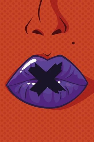 woman mouth closed with tape pop art style Pop Art Mouth, Lips Wallpaper, Denim Paint, Lip Wallpaper, Mouth Drawing, Pop Art Women, Purple Lips, Pop Art Wallpaper, Pop Art Style