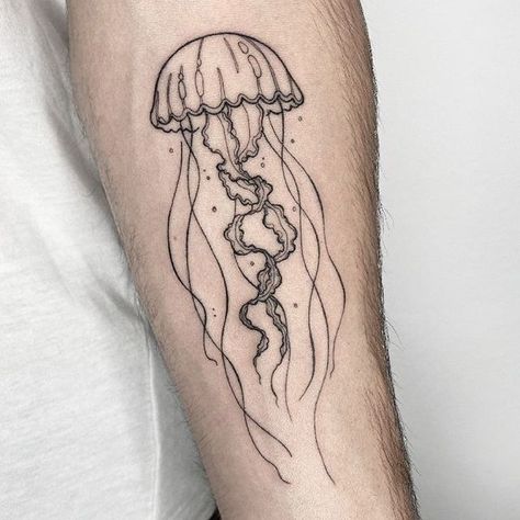 Тату #tattoo #art #jellyfish #tattooed Jellyfish Tattoo Black And White, Fineline Jellyfish Tattoo, Cute Jellyfish Tattoo, Traditional Jellyfish Tattoo, Traditional Jellyfish, Small Jellyfish Tattoo, Simple Jellyfish Tattoo, Jellyfish Tattoo Design, Tatuaje Studio Ghibli