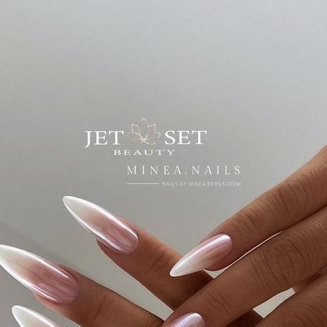 Nails By Minea Bergström on Instagram: "Classic 🤍 ————————————————————————— Products used:   • Glamour Cover Milky White • Starline Builder Gel Nude • JetSet Glass Chrome Pigment • Crystal Shine Top Coat  Products from @jet_set_beauty_nails 💅🏼 ————————————————————————— #babyboomer #babyboomernails #longnails #milkynails #classynails #nudenails #shinynails #glossynails #chromenails #glassnails #almondnails  —————————————————————————  #rakennekynnet #geelikynnet #gelnails #gelenaglar #nailsofinstagram #nailsoftheday #nailinspiration  #rakennekynnetjoensuu #geelikynnetjoensuu" Milky Nude Nails, Baby Boomers Nails, Milky Nails, Chrome Nail, Model Nails, Shiny Nails, Builder Gel, Long Acrylic, Glass Nails