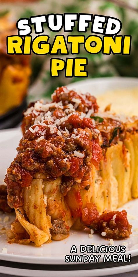 Layered Pasta Salad Recipes, Rigatoni Pasta Pie, Stuffed Rigatoni, Simple Pasta Recipes, Rigatoni Pie, Layered Pasta, Brunch Sides, Pasta Pie, Simple Pasta