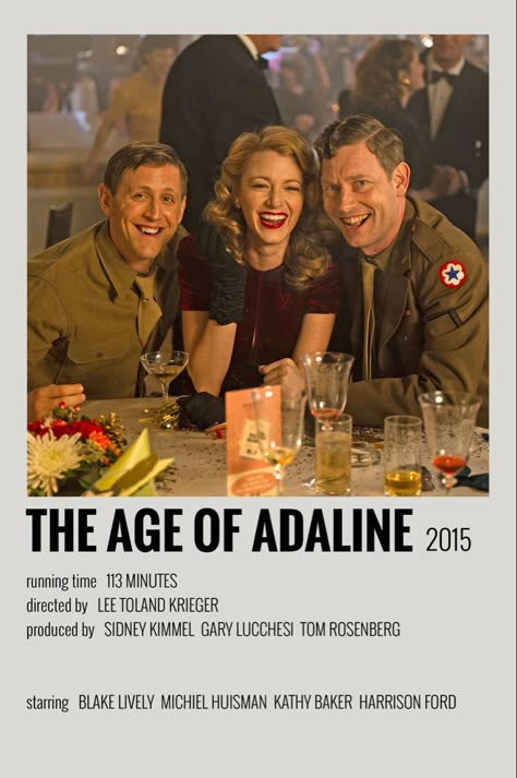 [alternative minimalist polaroid movie tv show poster] The Age Of Adaline, Romance Movie Poster, Romcom Movies, Age Of Adaline, Movie Recs, Movie Card, Movie To Watch List, Tv Series To Watch, Iconic Movie Posters